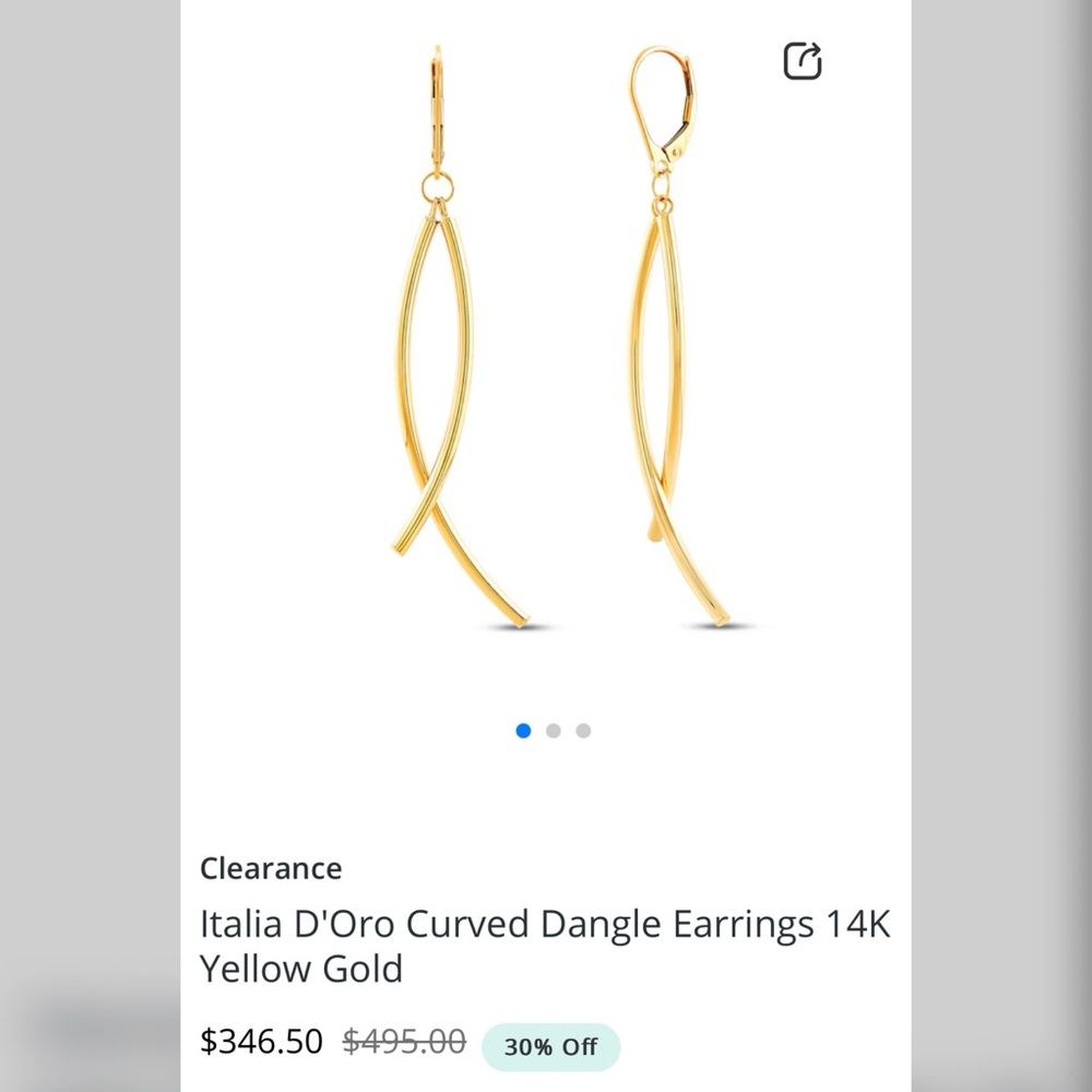 Jared 14k gold Curved Dangle Earrings